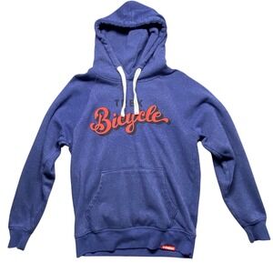 Trek Bicycle Graphic Hoodie Pullover Blue Raglan Sleeve Size S Cycling Bike